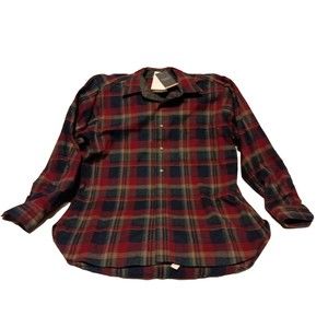 Pendleton Men's XL Maroon Plaid 100% Wool Button Down Shirt